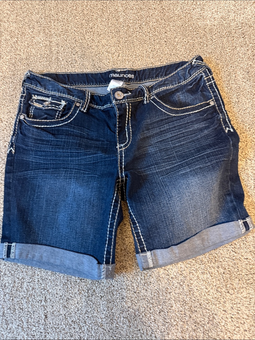 Maurices Dark Blue Rolled Cuff Denim Shorts